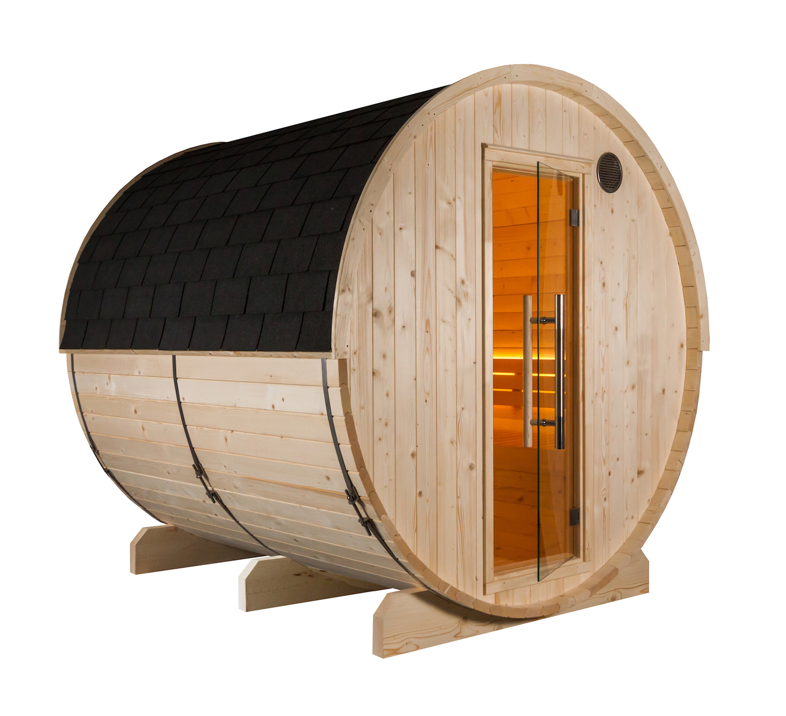 Harvia Kuusi 220 View Fasssauna aus Fichte Saunafass Gartensauna Ø220x220cm