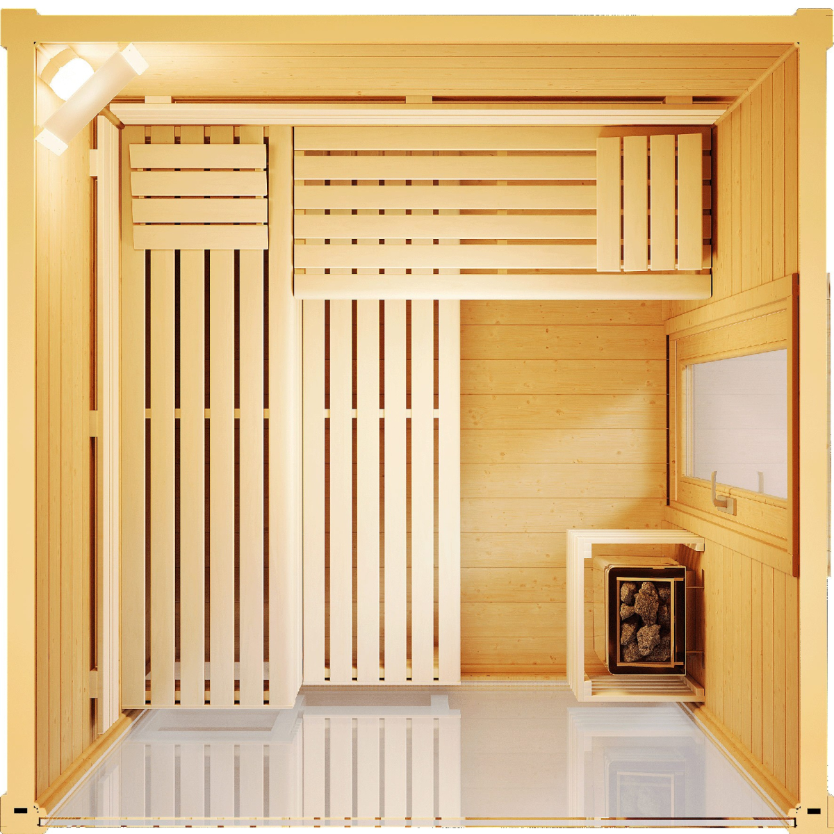 Infraworld Gartensauna CASA 1 Außensauna Massivholz Saunahaus 215,6 x 217,6 cm