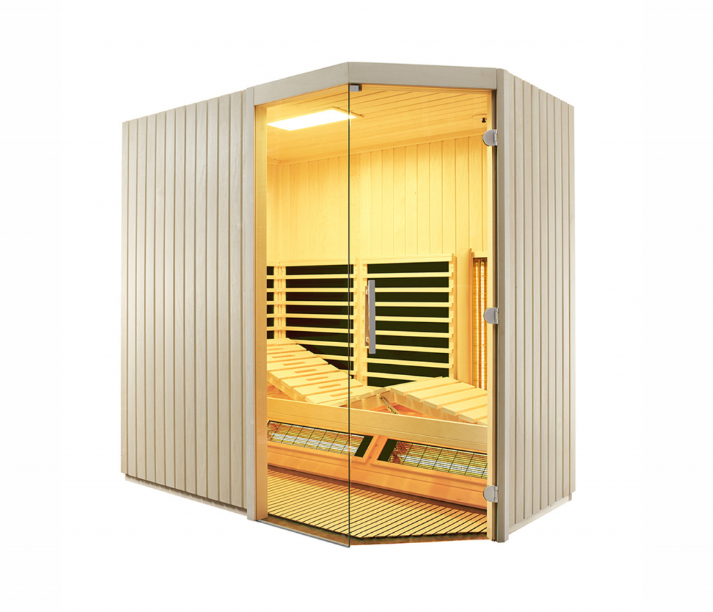 Infraworld Infrarotkabine TrioSol Sera Tanne Flächenheizung/ABC-Strahler/Salzverdampfer 214x128 cm