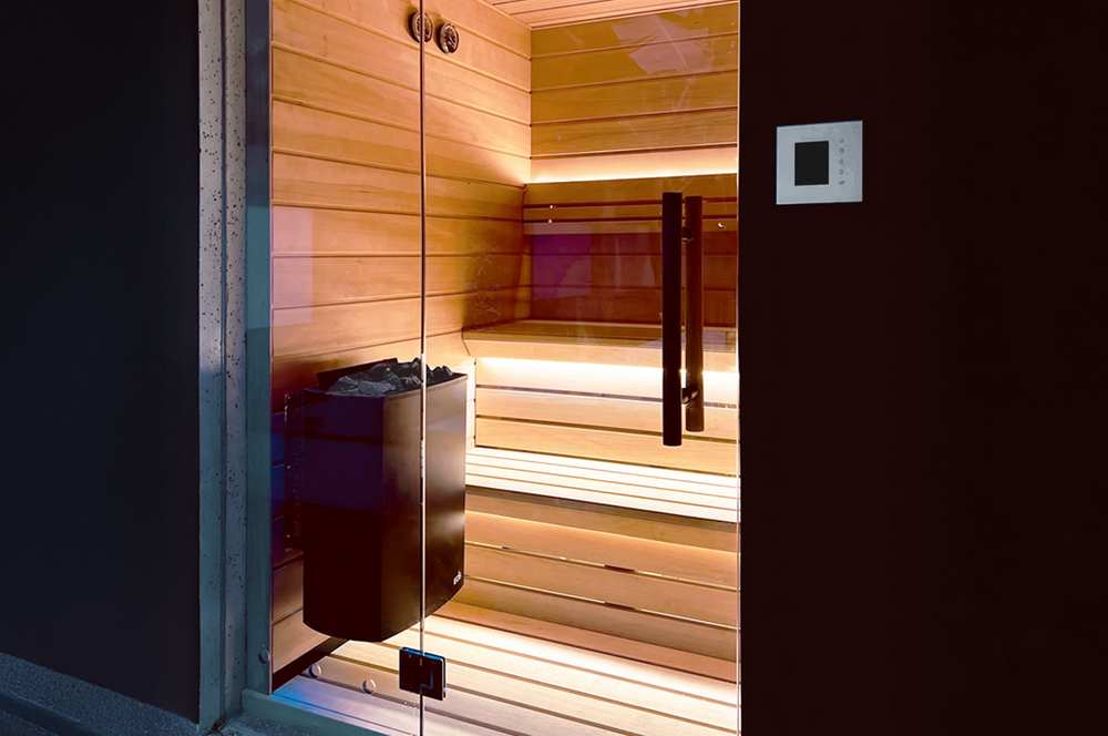 Eos Moment W 6 kW finnischer Saunaofen Elektrischer Sauna-Wandofen Schwarz