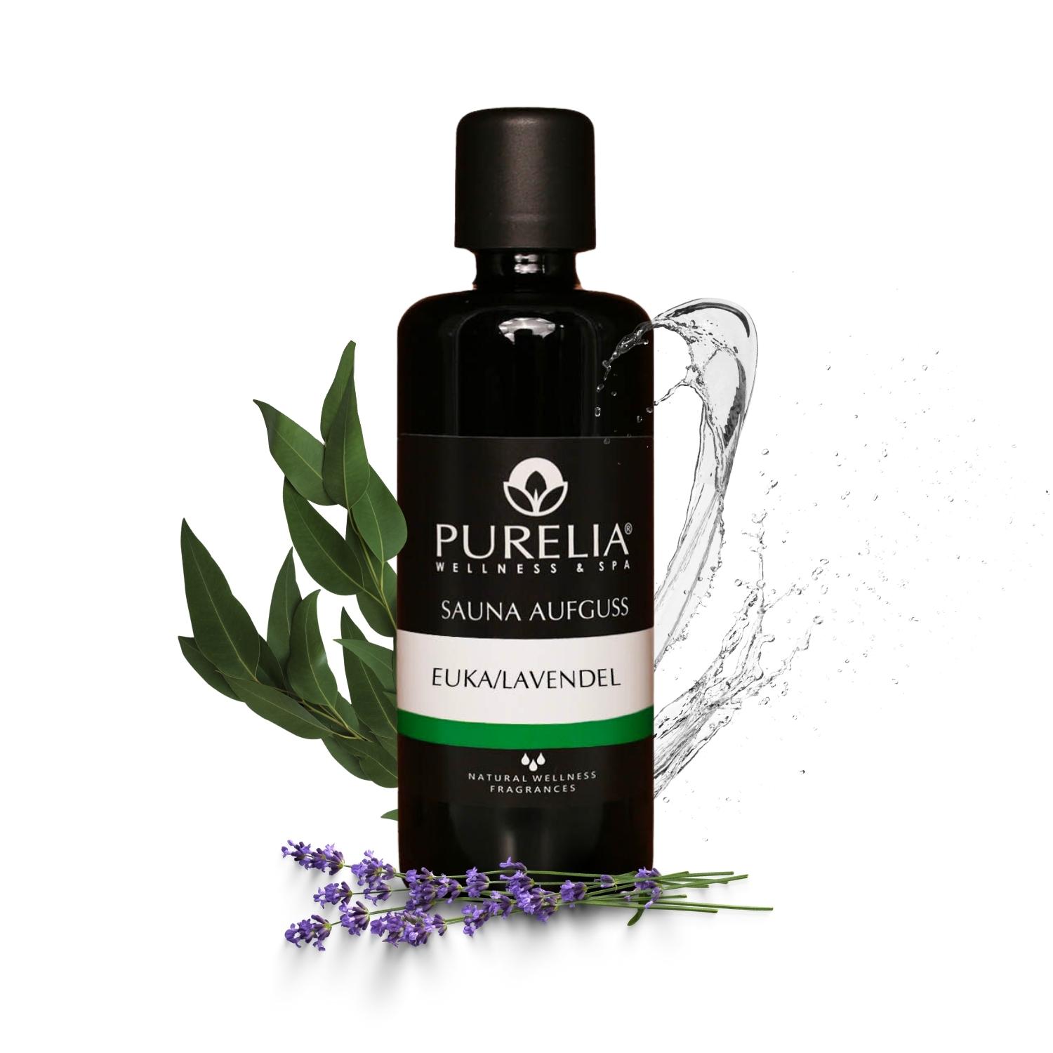 PURELIA Saunaaufguss Konzentrat Euka-Lavendel 100 ml natürlicher Sauna-aufguss - reine ätherische Öle