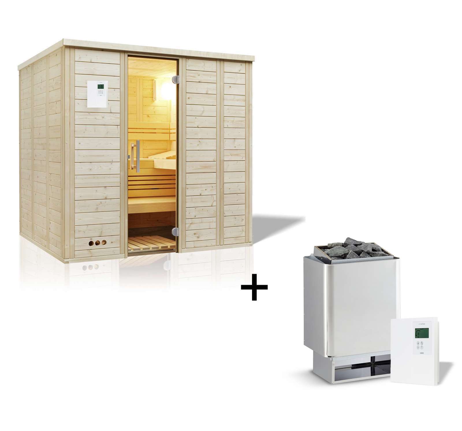 Infraworld Urban 209 gerade Saunakabine Massivholzsauna Fichte 211x209x200 cm