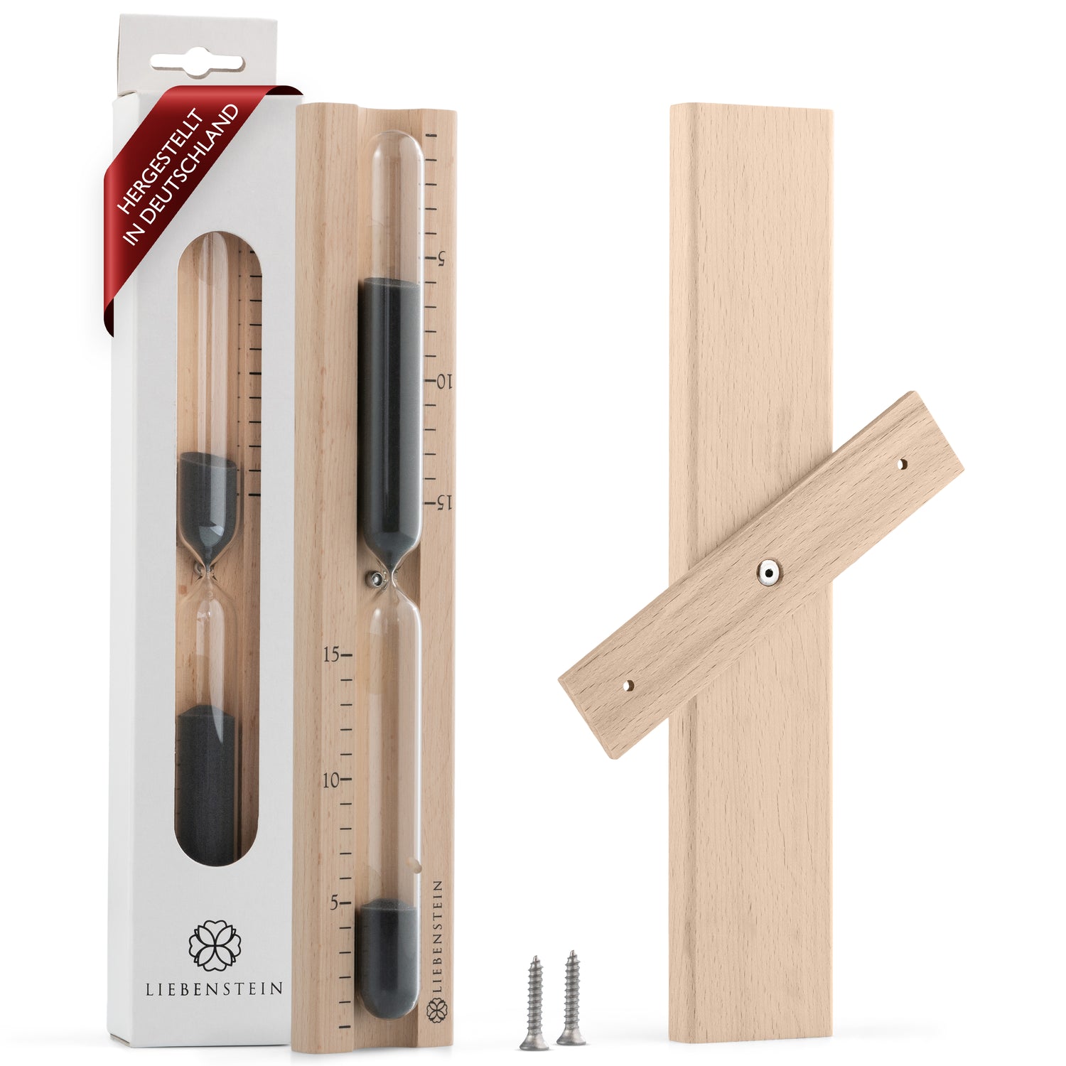 Liebenstein Sauna Sanduhr 15 Minuten aus edlem Buchenholz mit schwarzem Sand Liebenstein Sauna Sanduhr 15 Minuten aus edlem Buchenholz mit schwarzem Sand