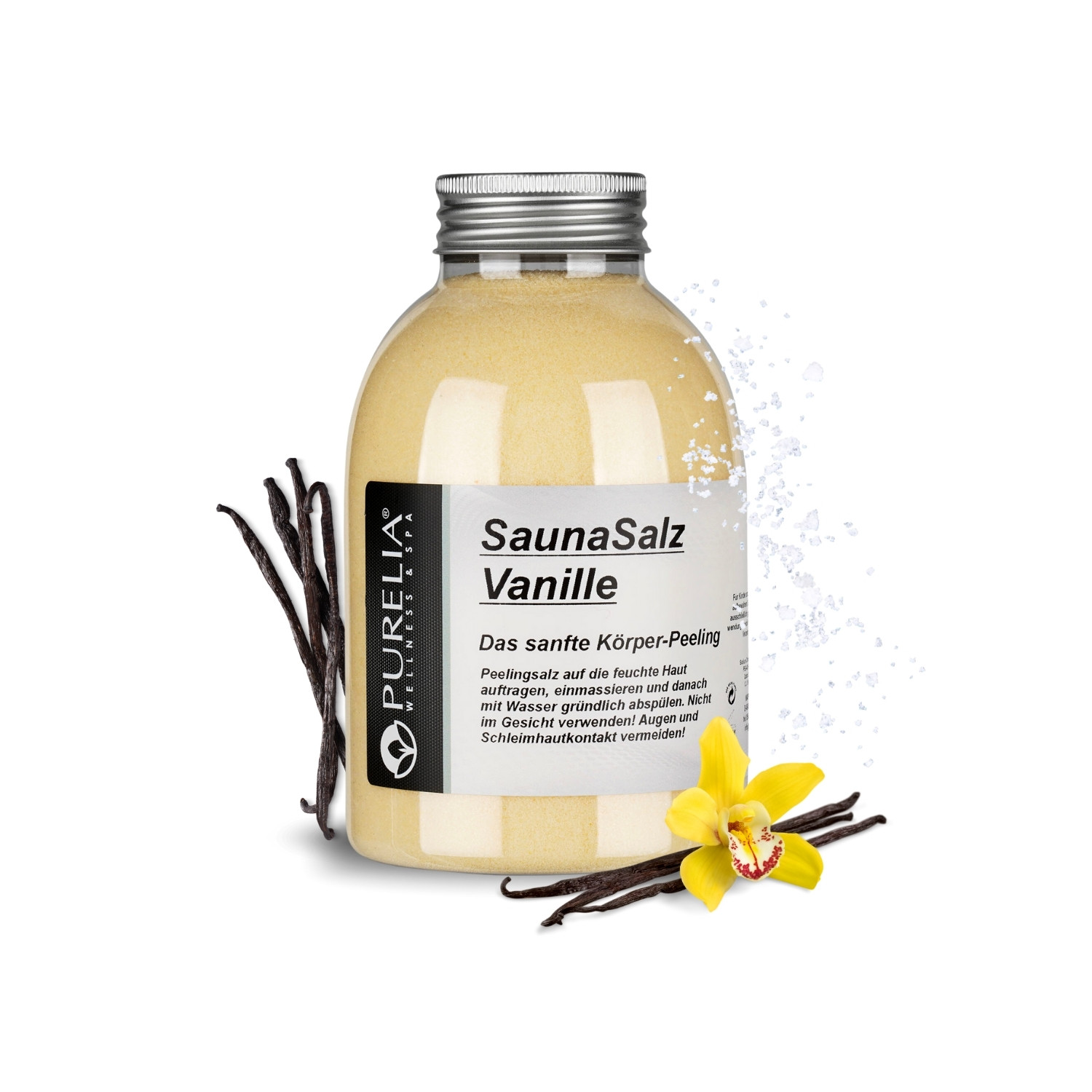PURELIA Sauna Salz Vanille 650g Peelingsalz Sauna Salz Peeling Körperpeeling PURELIA Sauna Salz Vanille 650g Peelingsalz Sauna Salz Peeling Körperpeeling