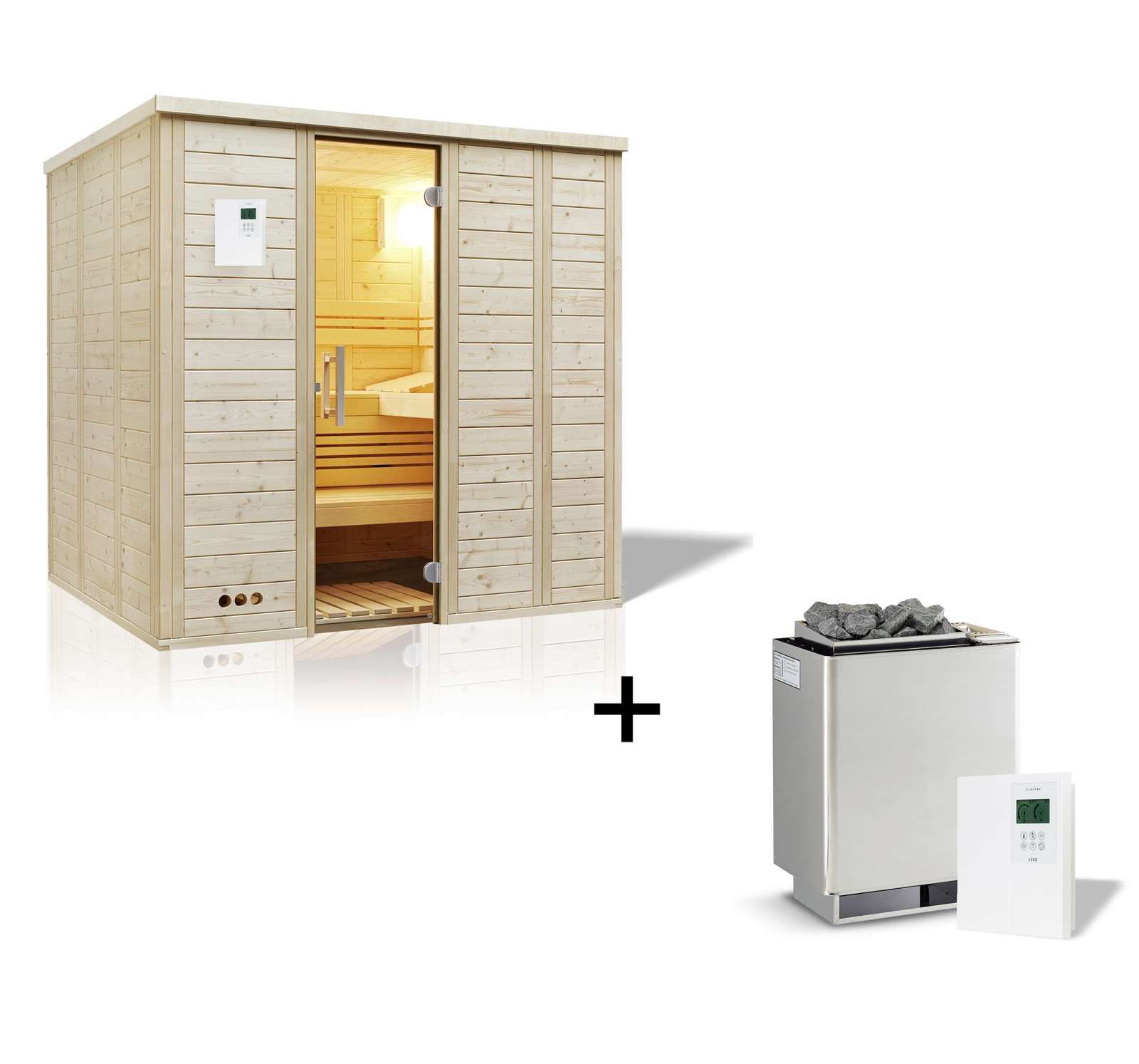 Infraworld Urban 164 gerade Saunakabine Massivholzsauna Fichte 211x164x200 cm