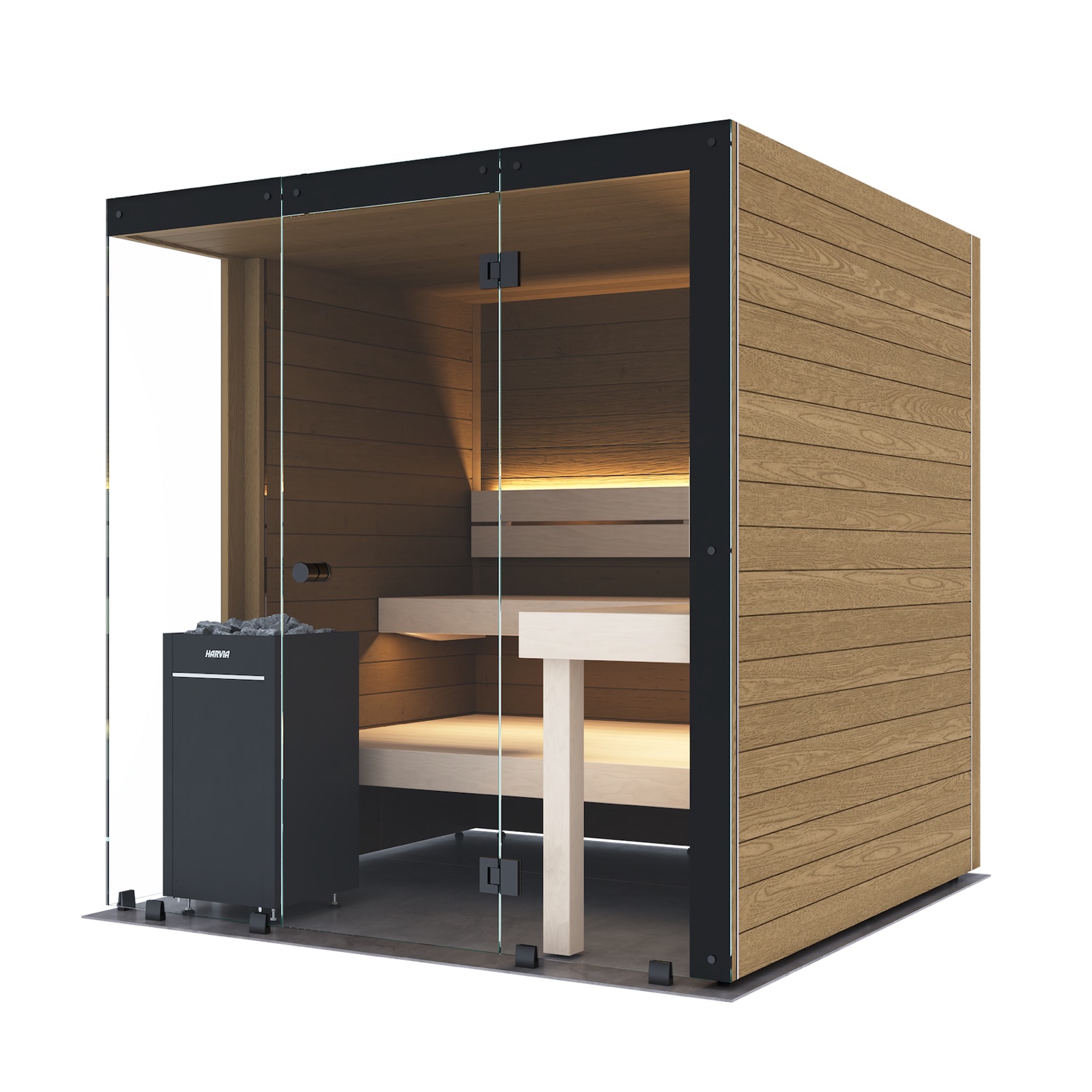 Harvia Block Left Large Saunakabine Design-Sauna aus Thermo-Erle 198x200x210cm inkl. LED Beleuchtung
