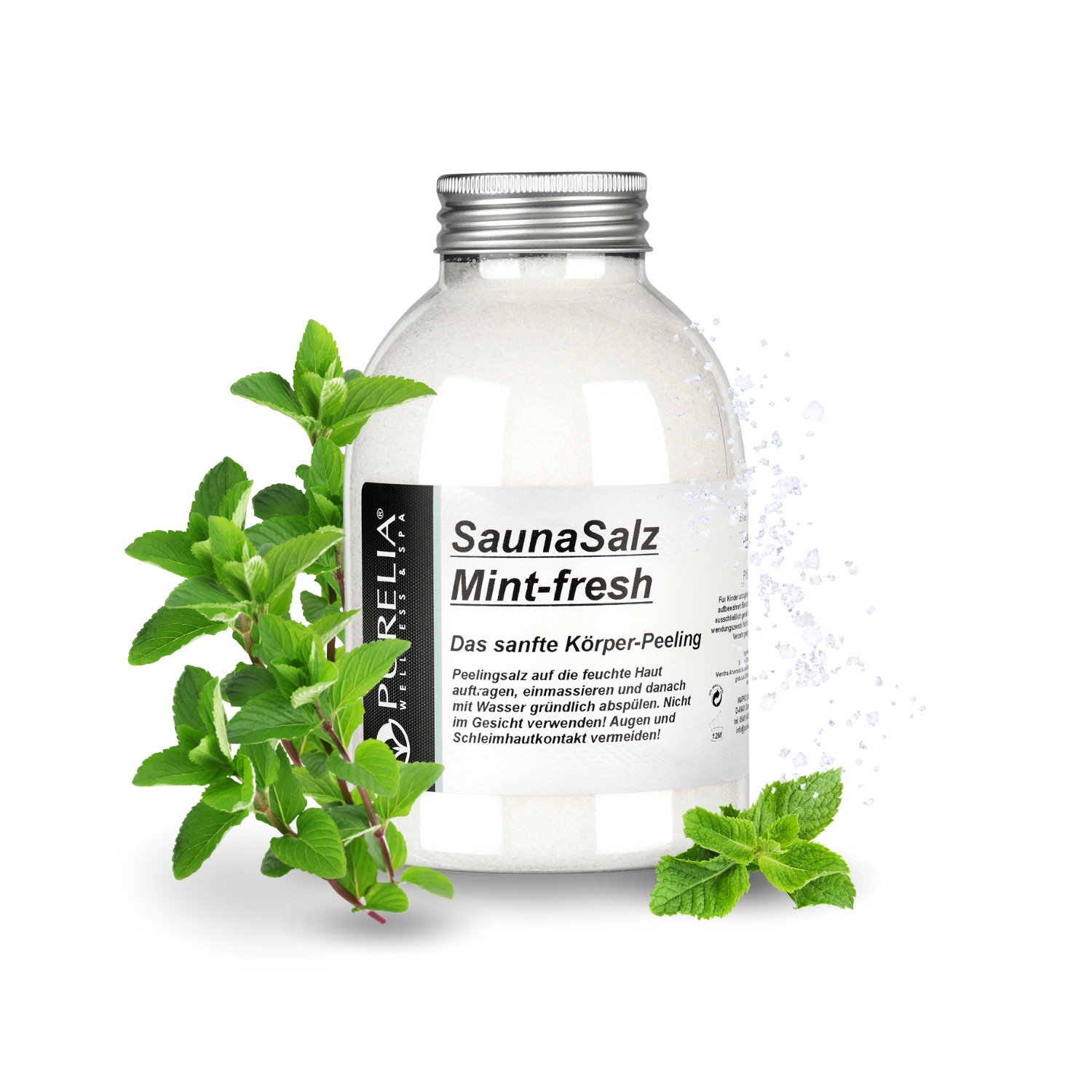 PURELIA Sauna Salz Mint fresh 650g Peelingsalz Sauna Salz Peeling Körperpeeling PURELIA Sauna Salz Mint fresh 650g Peelingsalz Sauna Salz Peeling Körperpeeling