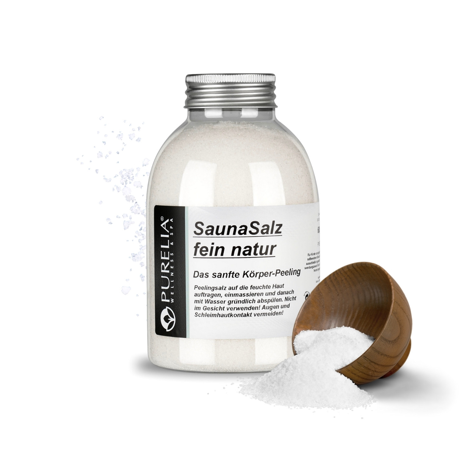 PURELIA Sauna Salz fein natur 600g Meersalz Peeling Sauna Peelingsalz Körperpeeling PURELIA Sauna Salz fein natur 600g Meersalz Peeling Sauna Peelingsalz Körperpeeling