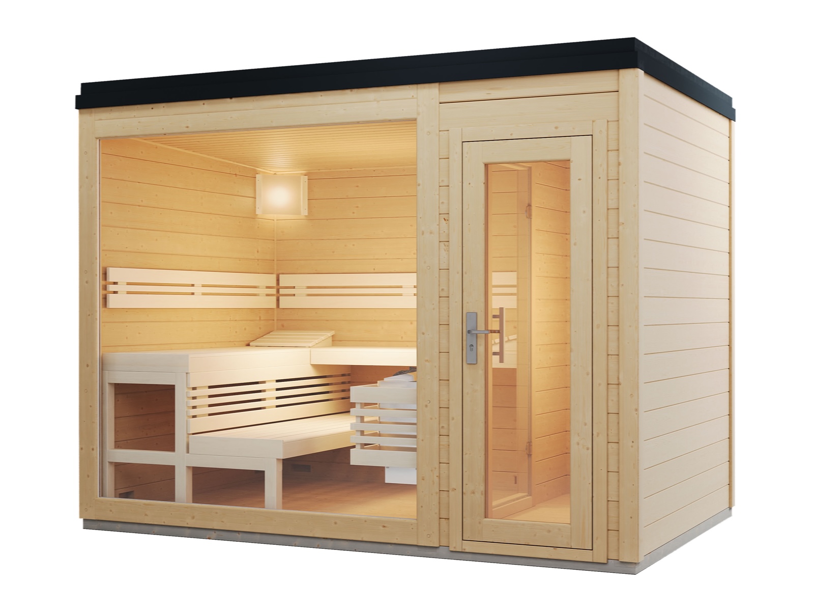 Infraworld Gartensauna CASA 2 Außensauna Massiv mit Vorraum 215,6 x 328,6 cm