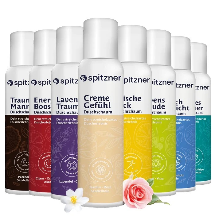 Spitzner Duschschaum Entdecker-Set 8x 150 ml Wellness-Dusche sanft hautverträglich und 100% vegan 8er Set
