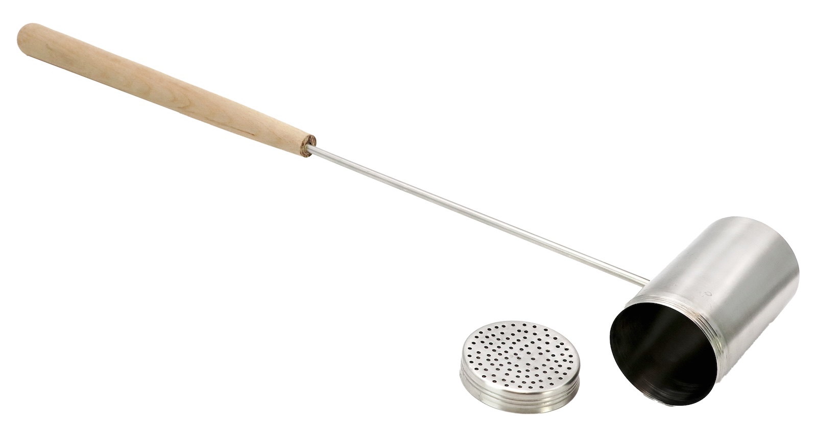 Nikkarien Saunakelle 76 cm mit Aufsatz Schöpfkelle aus Edelstahl mit Holzgriff
