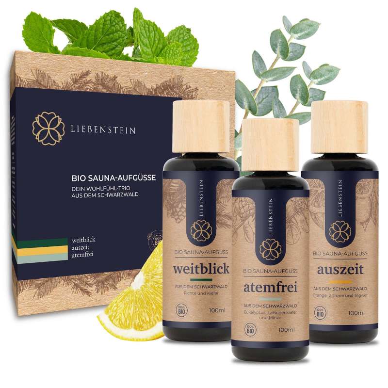 Liebenstein BIO Saunaaufguss SET “Wohlfühl-Trio” - 3x 100ml Sauna Aufguss