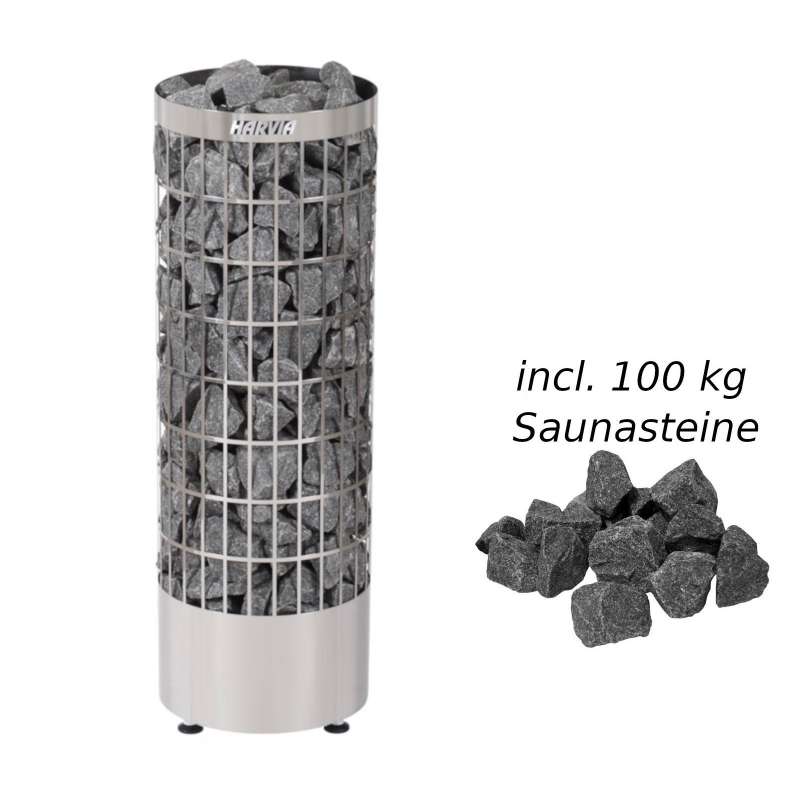 Harvia Saunaofen PC90E Cilindro E 9,0kW Elektroofen Saunaheizgerät inkl. 100 kg Saunasteine