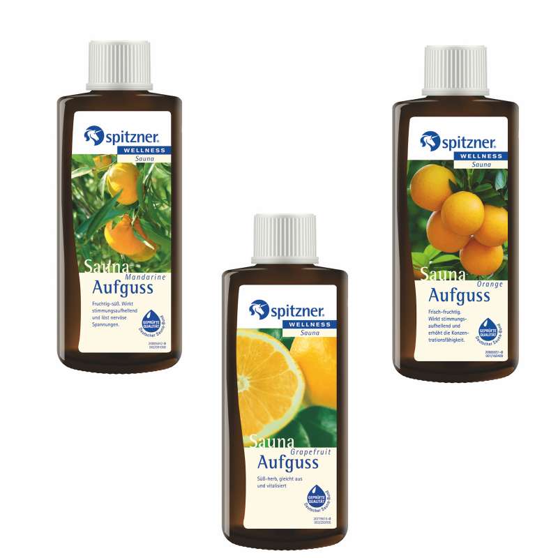 Spitzner Saunaaufguss Vorteilspack 3er Mandarine Grapefruit Orange je 190ml