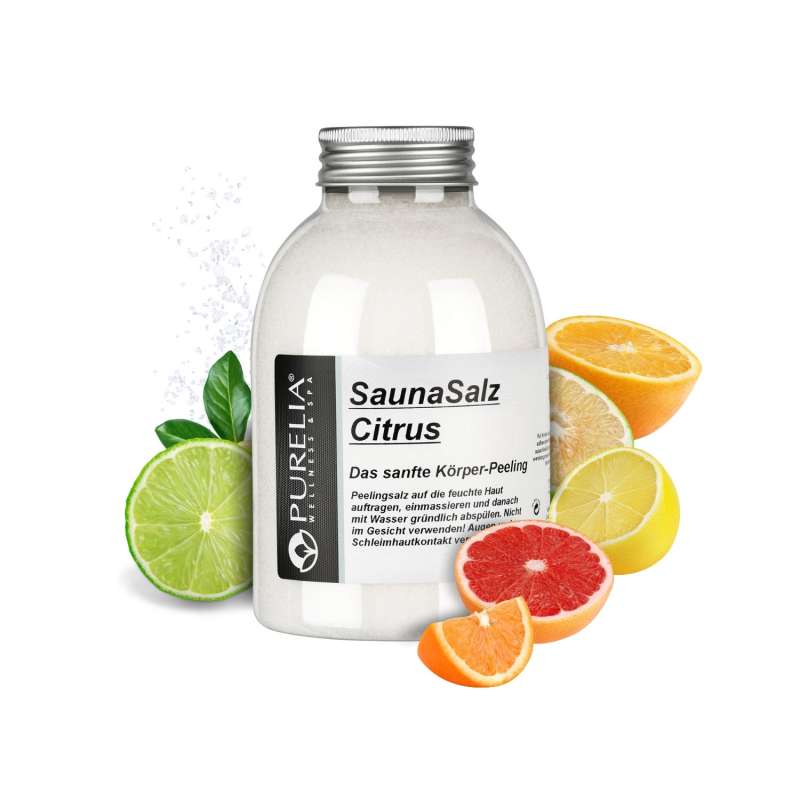 PURELIA Sauna Salz Citrus 650g Peelingsalz Sauna Salz Peeling Körperpeeling