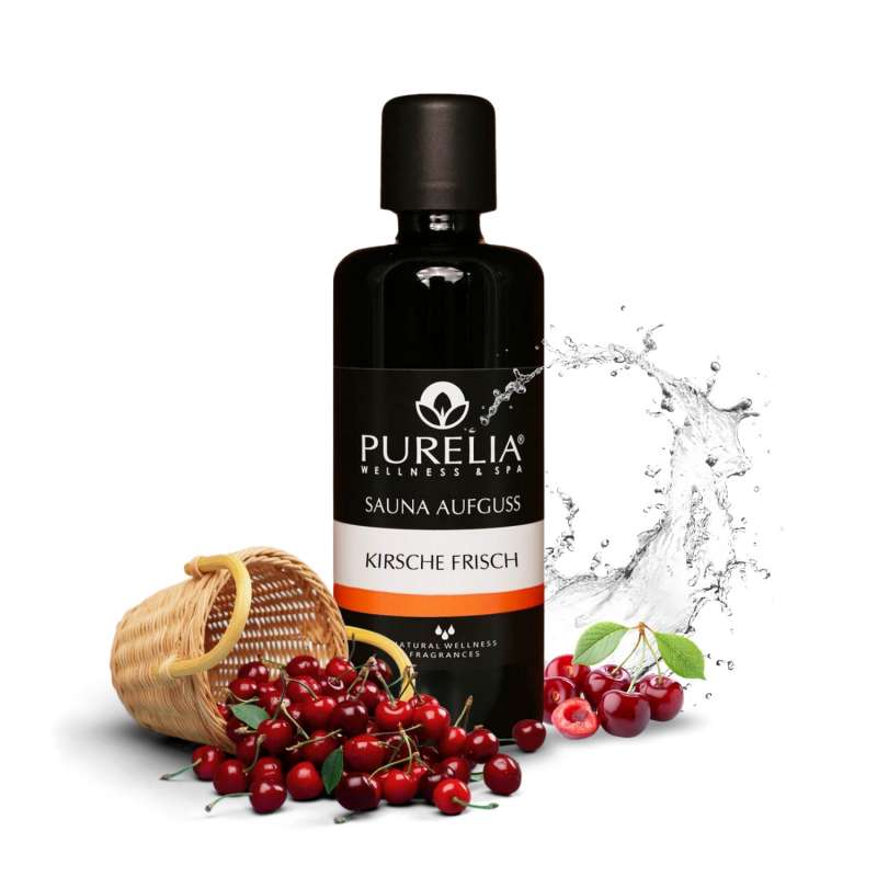 PURELIA Saunaaufguss Konzentrat Kirsche frisch 100 ml natürlicher Sauna-aufguss - reine ätherische Ö