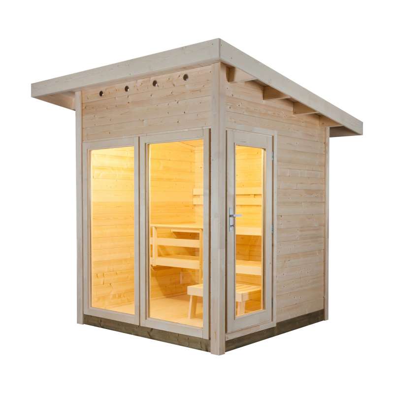 Harvia Solide Compact Vision Outdoor Sauna 203 x 203 x 270 cm Außensauna aus Fichte