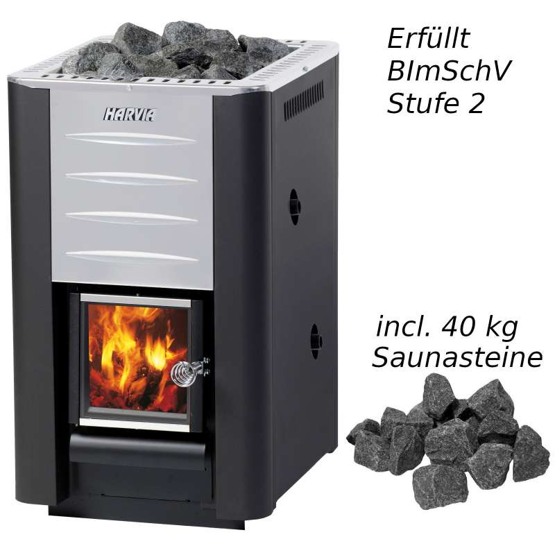 Harvia 20 Boiler Saunaofen 24,1 kW BImSchV Stufe 2 Holzofen holzbeheizt WK200B