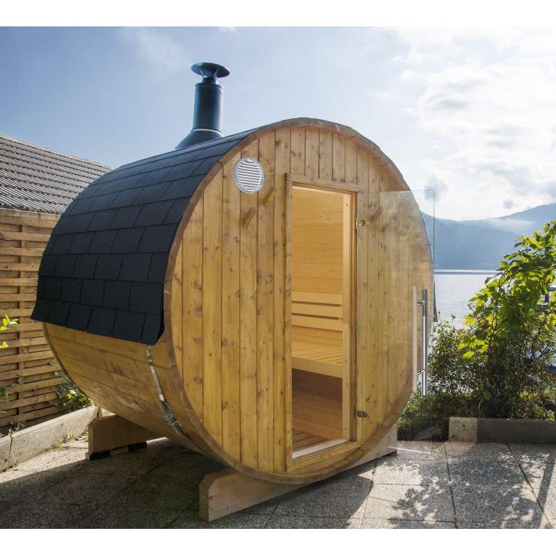 Harvia Kammi 220 Saunafass Outdoor Barrel Sauna 220 x 220 cm Outdoorsauna aus Fichte