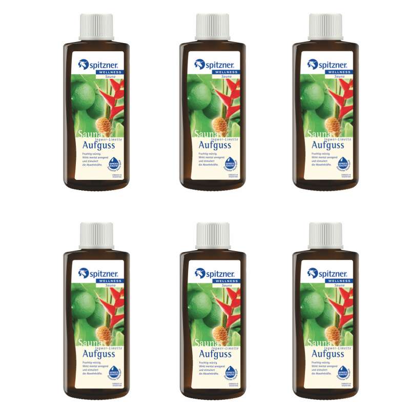 Spitzner Saunaaufguss Ingwer Limette 190 ml 6er Vorteilspack Aufgussset