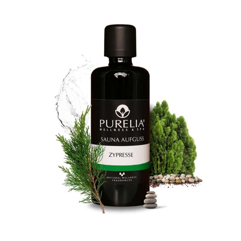 PURELIA Saunaaufguss Konzentrat Zypresse 100 ml natürlicher Sauna-aufguss - reine ätherische Öle