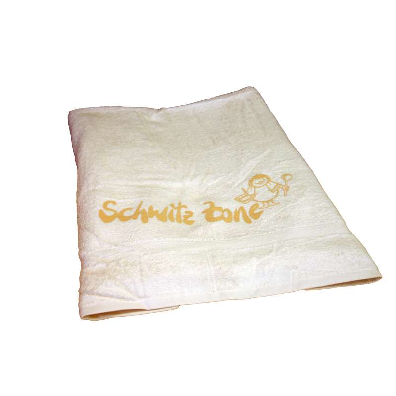 Silver Star Saunalaken Saunatuch natur / beige 70 x 220 cm Aufdruck Schwitzzone