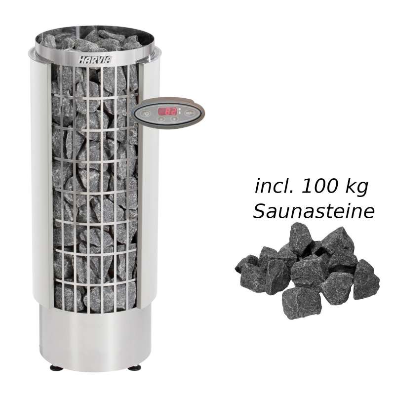 Harvia Saunaofen Cilindro HEE 7,0 kW PC70VHEE Elektroofen Saunaheizgerät, weiß