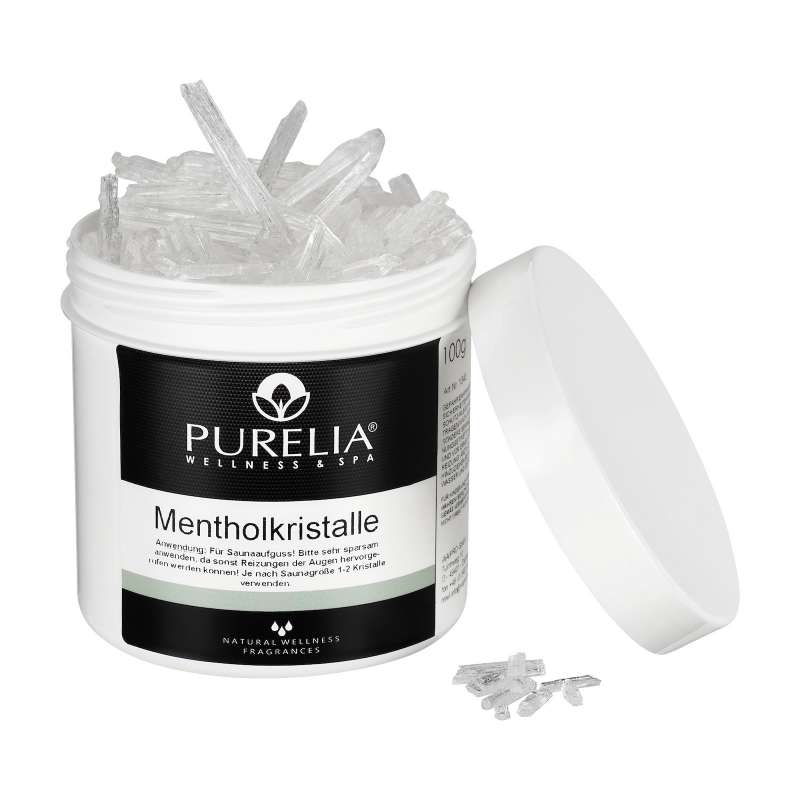 PURELIA Mentholkristalle 100g naturrein Menthol Kristalle für Sauna Aufguss