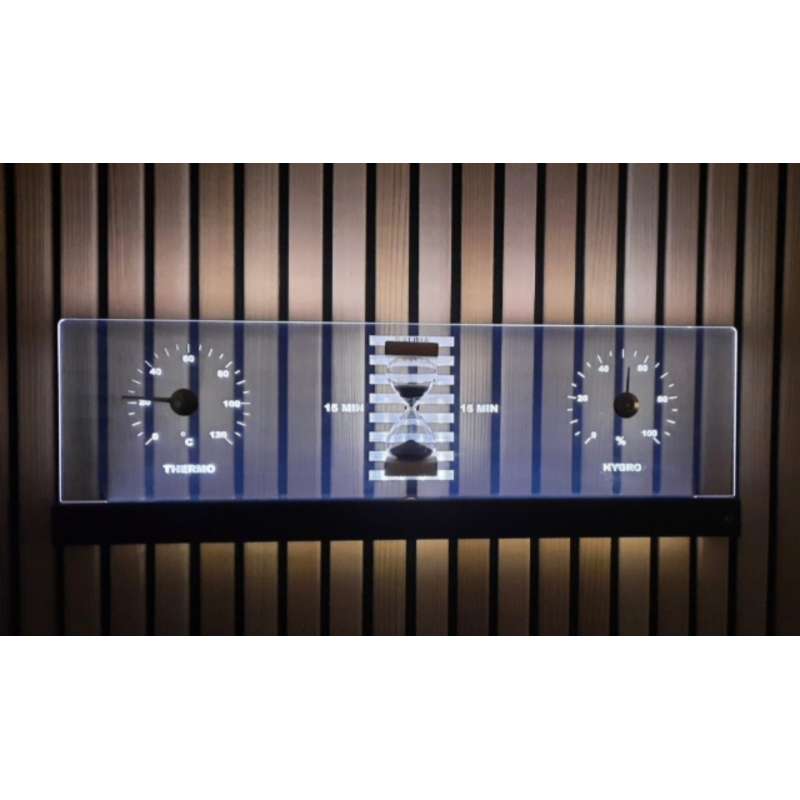Nikkarien Sauna 3in1 LED RGB Thermo-/Hygrometer mit Sanduhr Bluetooth und App-Steuerung