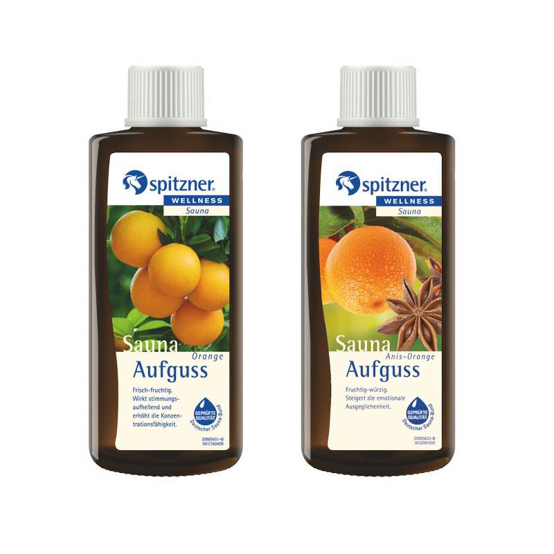 Spitzner 2 Düfte Orange und Anis Orange Vorteilspack Saunaaufguss mit je 190 ml