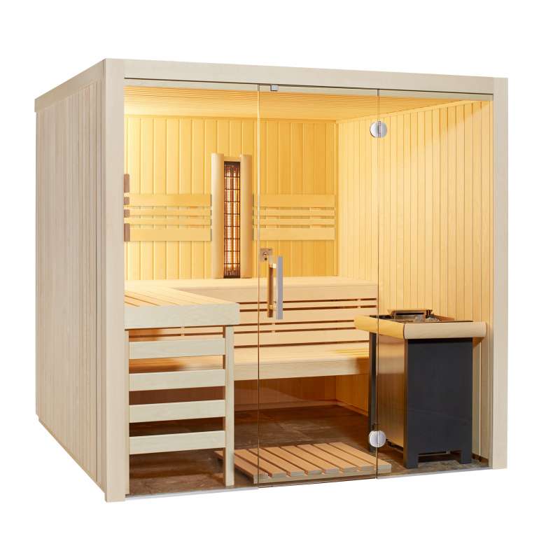 Infraworld Sauna Panorama Complete Espe 210x210x203cm mit ABC-Strahler Multifunktionssauna