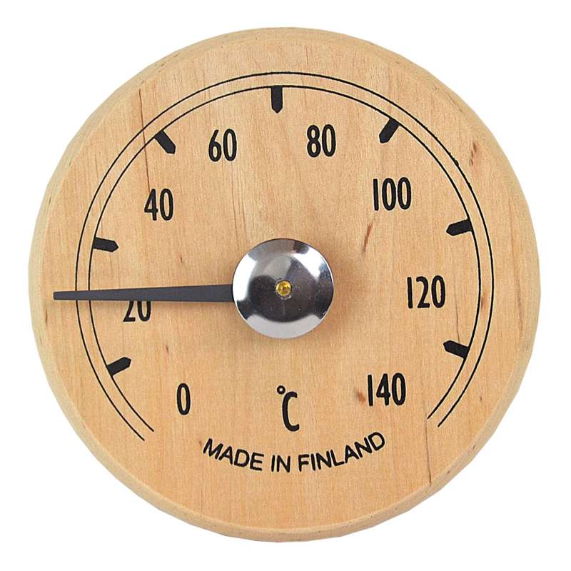 Nikkarien Sauna Thermometer rund aus dunkler Erle hitzebeständiges Holz 471TL