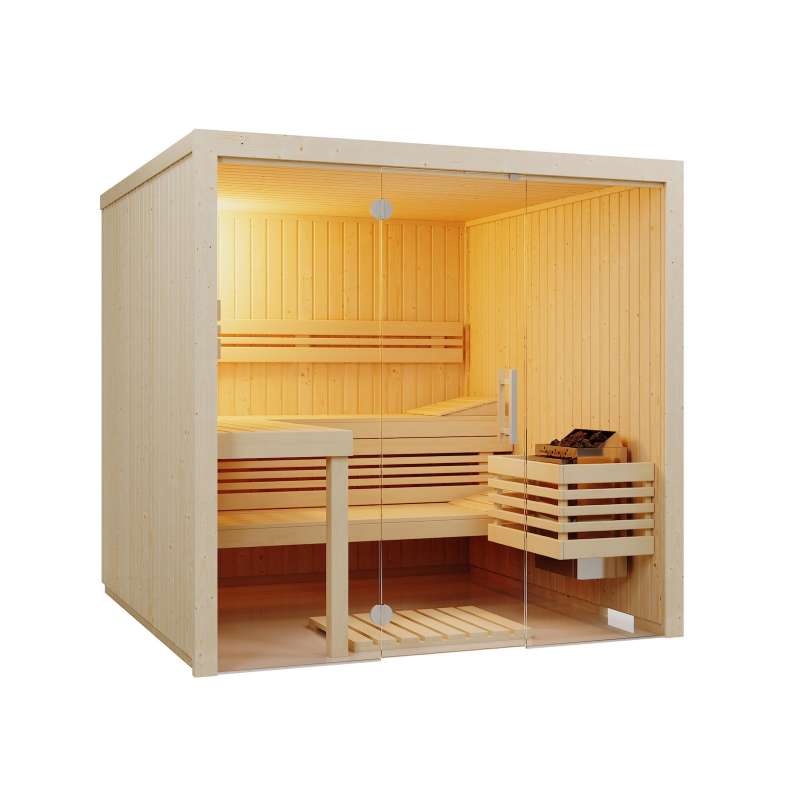 Infraworld Panorama 180 Saunakabine Elementsauna aus nordischer Fichte 210x180x203 cm