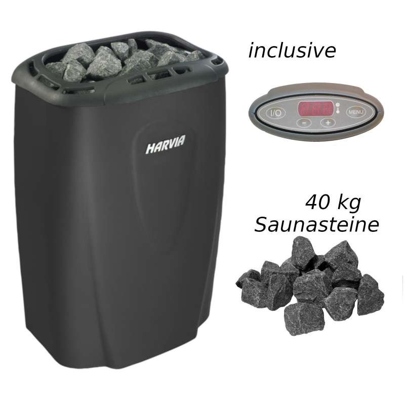 Harvia Saunaofen Moderna E 6,0 kW Elektroofen V60E Schwarz Saunaheizgerät