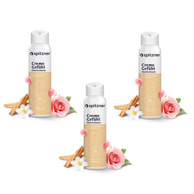 Spitzner Duschschaum Set Creme Gefühl 3x 150 ml Entspannende Wellness-Dusche sanft und 100% vegan 3e