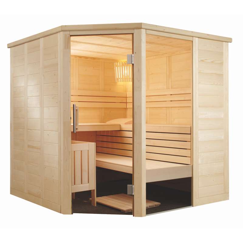 Sentiotec Alaska Corner Massivsauna aus Fichte Saunakabine ca. 206x206x204 cm