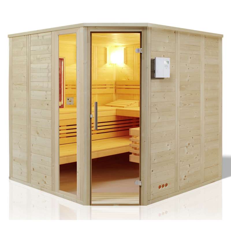 Infraworld Urban Complete 209 Ecke Fichte Infrarotstrahler Massivholzsauna 209x209x200 cm