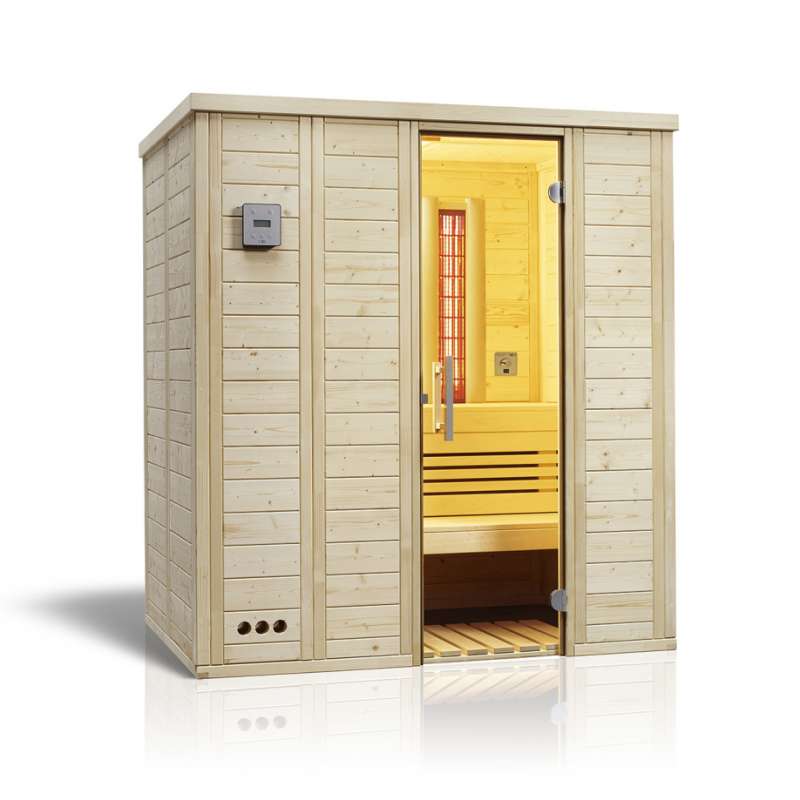 Infraworld Sauna Vitalis Complete 184 Fichte Massivholzsauna Infrarotstrahler 184x119x200 cm