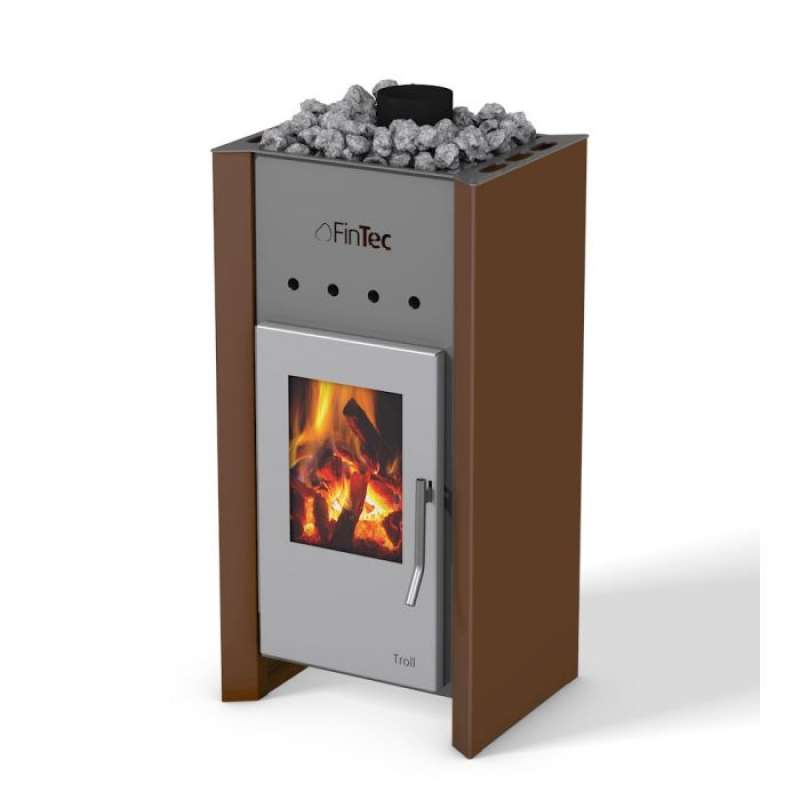 FinTec TROLL 7,8 kW Holz-Saunaofen holzbefeuerter Saunaofen Perlkupfer BImSchV 2