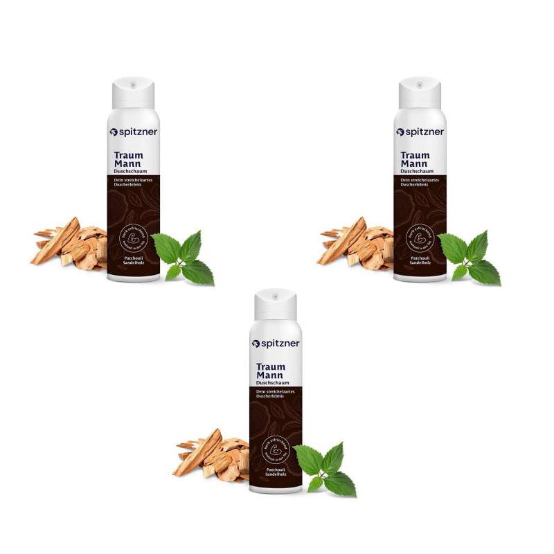 Spitzner Duschschaum Set TraumMann 3x 150 ml Erfrischende Wellness-Dusche sanft hautverträglich und