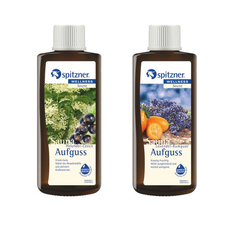 Spitzner 2 Düfte Holunder Cassis und Lavendel Kumquat Saunaaufguss mit je 190ml