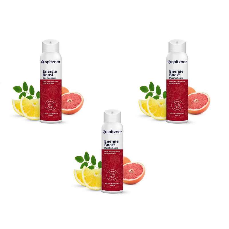 Spitzner Duschschaum Set Energy 3x 150 ml Aktivierende Wellness-Dusche sanft hautverträglich und 100