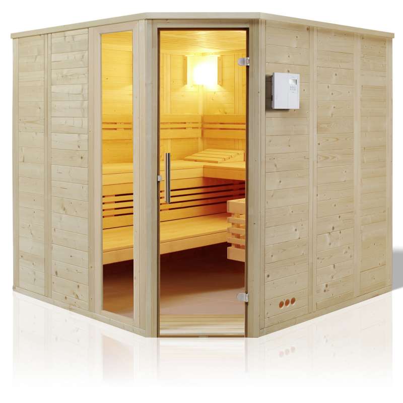 Infraworld Urban 209 Ecke Saunakabine Massivholzsauna aus nordischer Fichte 209x209x200 cm