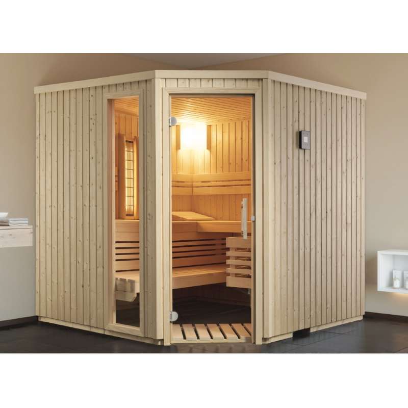Infraworld Safir Complete Fichte Sauna Multifunktionssauna 1x Infrarotstrahler 213x213 cm