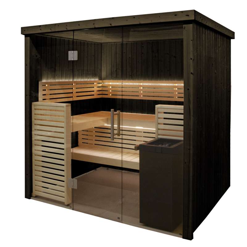 Harvia Fenix 1620S Sauna Saunakabine aus Fichte schwarz Indoor-Sauna 206 x 160 x 201 cm