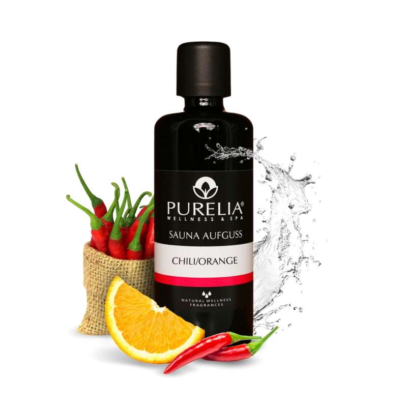 PURELIA Saunaaufguss Konzentrat Chili-Orange 100 ml natürlicher Sauna-aufguss - reine ätherische Öle