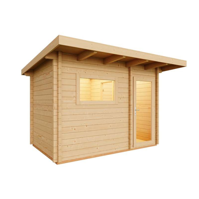 Infraworld Gartensauna Terra 2 Außensauna mit Vorraum Saunahaus 341 x 230 cm