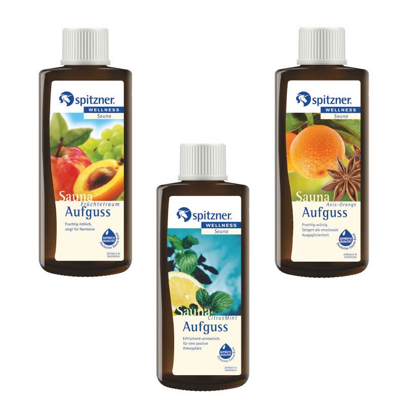 Spitzner Set Saunaaufguss Früchtetraum Citrus Anis Orange 3 Düfte mit je 190ml