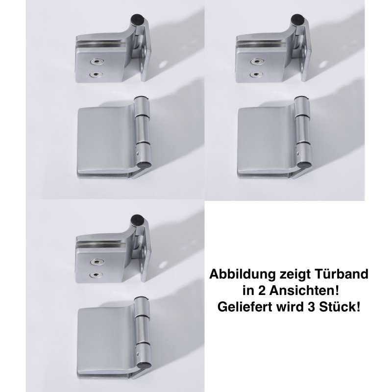 Infraworld Türband eckig für Saunatüren 3 Stück für 6 bzw 8 mm Glastür