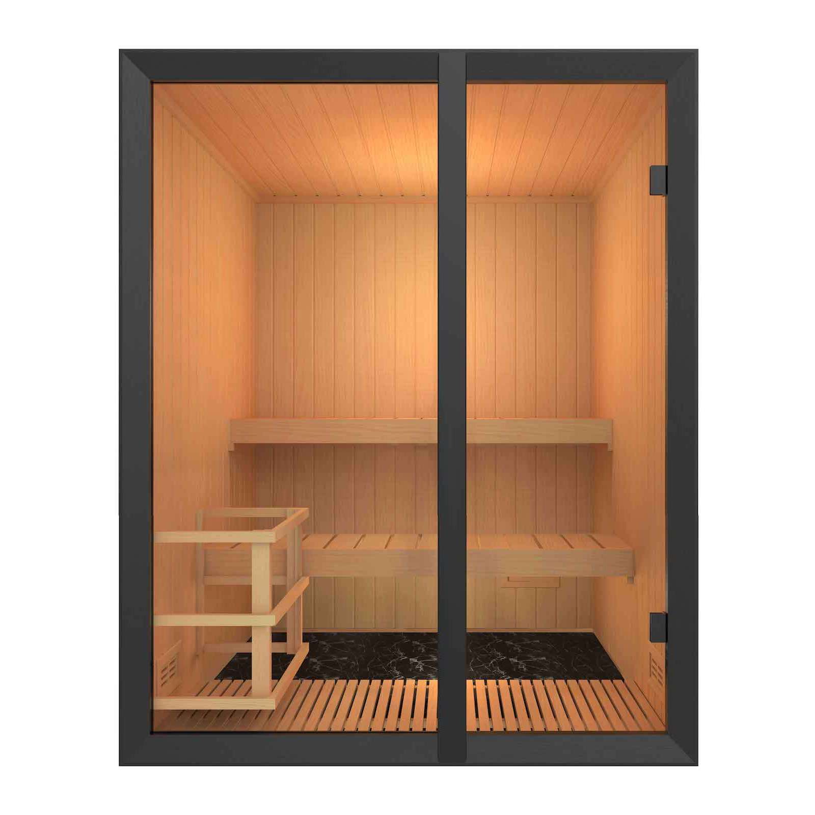 Saunaofen Wellis Igneus Hemlock finnische Sauna 150x105x190cm Komplett-Set inkl 